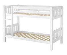 Erst-Holz Letto a Castello Bianco per Ragazzi per materassi 90x200 in Pino con doghe rigide 60.06-09W