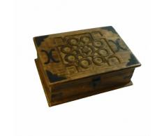 Cassapanca porta gioielli 26 x 18 x 18 cm stile antico contenitore in legno massiccio Decorazione India