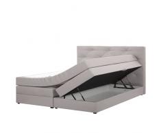 Beliani Letto Boxspring in Tessuto Grigio Chiaro con Contenitore 160 x 200 cm MILORD