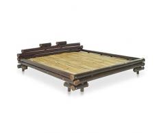 vidaXL Letto bambù 160x200 cm Marrone Scuro Rustico Telaio Struttura Giroletto
