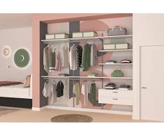 Alucabina - Cabina armadio di alta qualità. Larghezza 230 cm. Altezza 253 cm. Colore legno bianco. Modello Navy