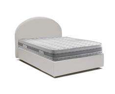 Talamo Italia Letto contenitore Una piazza e mezza Luna, Made in Italy, Letto con rivestimento in ecopelle, Apertura frontale, con materasso cm 120x190 incluso, Bianco