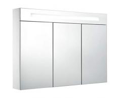 vidaXL Armadietto Bagno con Specchio e Luci LED con Ante e Ripiani Interni Elegante Moderno Funzionale Mobiletto Pensile 88x13x62 cm MDF e Melamina