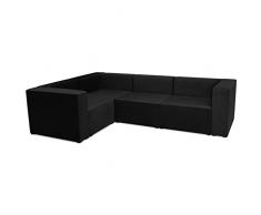Divano angolare pieghevole modulare 280x190 cm nero - divano angolare con penisola in tessuto velour - divano letto 3 posti con penisola con moduli per lautoassemblaggio