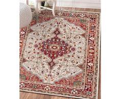 WANG LIQING Tappeto Retro Persiano Stile Etnico Stampa retrò colorato Bagno Camera da Letto Soggiorno corridoio Decorazione della casa Rosso (Color : Multi-Colored, Size : 45 * 75cm)