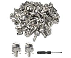 40pz M5 M6 Dadi da gabbia Bulloni Rondelle Impostato Rack Mount Scaffali Server Scaffali Cabinet Cabinet dadi per mobili, per armadi di rete (con cacciavite)