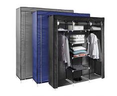 casa pura Armadio Tessuto Guardaroba - Armadio Salvaspazio, Componibile, Pieghevole | Armadio Portatile con 9 Ripiani e 2 Appendiabiti | 3 Colori - 175 x 150 x 45 cm (A x L x P) - Nero