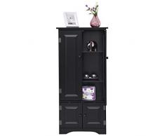 COSTWAY Armadio Design Antico in Legno, Ideale per Soggiorno o Camera da Letto, Nero, 123 x 58,5 x 31,4 cm