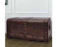 Xinglieu Baule del Tesoro Vintage Grande Marrone Tavolino Caffe Design Unico e Semplice, Robusto e Resistente cassapanca Contenitore cassapanca da Interno