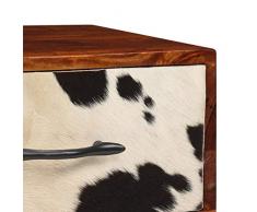 tidyard Comodino da Chic Modern, 1 Cassetti, Frontale in Vera Pelle, 40x30x50 cm