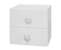 Bainba Comodino di Bambini Ciondolo. Cuore Bianco, 34 cm x 34 x 28 cm