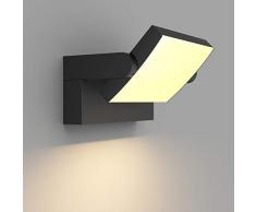 Klighten LED Lampade da Parete Esterno Interno 24W IP65, Lampada Muro Regolabile Applique da Parete Moderno in Alluminio per Soggiorno Balconi Giardini, Nero, 1500 Lumen, Bianco Caldo 2700K-3000K