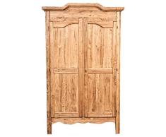 Armadio Country in legno massello di tiglio finitura naturale 127x59x204 CM