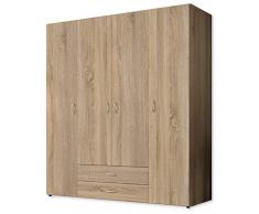 BASE Armadio senza tempo in rovere sonoma - Armadio versatile con ante a cerniera e molto spazio - 160 x 177 x 52 cm
