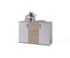 AVANTI TRENDSTORE - BEA - Comò in Legno Laminato e Bianco, Disponibile in 2 Diversi Colori e Dimensioni (120x82x35 cm, Marrone-Bianco)