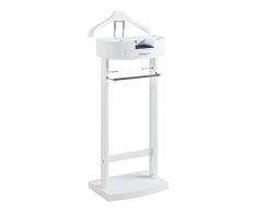 Indossatore Bianco Servomuto Appendiabiti da Terra Cassettone for Uomo Donna Servo Muto Moderno Porta Abiti in Legno Massiccio for Camera (Color : White, Size : 43.1x34.2x106.6cm)