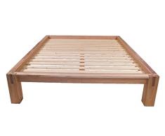Vivere Zen - Letto in Legno massello Artigianale - Muschio - 160x200 (Esterno 174x214) con doghe