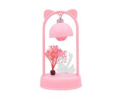 FARUTA Lampada da tavolo a forma di cartone animato di Natale con fiori secchi Lampada decorativa per la casa Lampada decorativa per soggiorno camera da letto (colore: rosa)