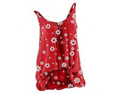 Nuovo 2023 AC AA-Style Flower O Neck Vest Tee Camicette Stampa Canotta da donna Top senza maniche Camicetta da donna Armadio Top da donna, Rosso, 5XL
