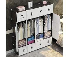 Bakaji Armadio Guardaroba Modulare 20 Cubi con 4 Ante Appendiabiti 8 Scaffali Mobile Componibile Modulabile Salvaspazio Storage Organizer Vestiti Armadietto Portatile Casa Design Moderno