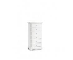 Mar.c.a. Design - Cassettiera Classica in Legno di Pioppo Color Bianco Opaco, Arte Povera Made in Italy, Mobile Salvaspazio con 6 Cassetti - Dimensioni: 50x35x105