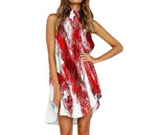 Abito Tubino Rosso Abiti Estivi da Donna per Abito da Spiaggia Irregolare con Scollo allAmericana Senza Maniche al Ginocchio Portabiti Armadio