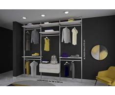 Alucabina Cabina armadio su misura con montanti autoportanti, di alta qualità. L. da 180 a 300 cm, H. fino a 310 cm. MADE IN ITALY. (FDL_CA15)