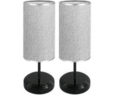 [2 pezzi] Lampada Comodino Touch, Bomcosy Abat Jour da Comodino Dimmerabile, Alimentato via USB, Base Nera con Paralume in Tessuto, 4 Lampadine LED, Lampada da Scrivania per Camera da Letto o Ufficio