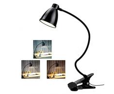 38 LED Lampada LED con Pinza, Lampada da scrivania 3 modalità/10 Luminosità, Lampada da Tavolo 360° Flessibile, Lampada da Lettura Protezione degli Occhi per Trucco/Tattoo/Ufficio/Lettura (Nero)