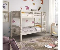 VENPRODINO | Letto a castello per giovani in legno massello, colore: bianco, 90 x 190 | Letto a castello per giovani in legno bianco