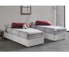 Talamo Italia Letto contenitore Singolo Silvia Sommier, Made in Italy, Letto con rivestimento in ecopelle, Apertura laterale, adatto per materasso cm 80x190, Bianco