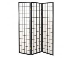 Vacchetti Giuseppe 42030500NE Paravento Riso, 3 Ante, Carta, Nero, 45 x 2.5 x 180 cm