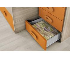 Dafnedesign.Com - Cameretta Completa a Ponte - Effetto Olmo Perla, Bianco, Arancio (Letto Singolo e Armadio) (cm. 295 x 93 x 245h)