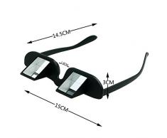 Asnlove, occhiali per lettore pigro, occhiali orizzontali neri non magnetici, curvati a 90 grandi con prisma per leggere sul letto da distesi (larghezza totale: circa 158 mm, altezza telaio: 48 mm, ponte: 18 mm, lunghezza aste: circa 135 mm) Color-3
