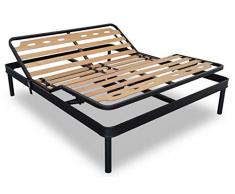 EVERGREENWEB - Rete Matrimoniale ELETTRICA 180x200 a Doghe in Legno TAGLIE FORTI XXL alzata MOTORIZZATA Rinforzata Doppia Struttura in Ferro + 5 Gambe Smontabili, Base da Incasso per Letti e Materassi