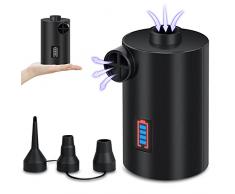 JOLVVN Pompa ad Aria elettrica Ricaricabile Pompa elettrica, Power Pump con 3 ugelli per Materasso Gonfiabile, Cuscino, Letto, Barca, salvagente, DC 12,6 V/AC220 V, wiederaufladbar