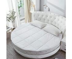 Smisan Thick Rotondo Letto Materasso,Quilting Traspirante Materasso Topper coprimaterasso con Non Slip Bottom Quilting Ultra Morbida Materassino per Lhotel (Size : 220cm-87inch)