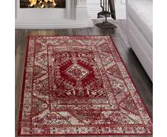 TAPISO Dubai Tappeto Salotto Orientale Rosso Tradizionale Classico Ornamento A Pelo Corto 160 x 220 cm