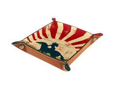 XaKrn Stampa Etnica Vintage Cavallo Tiro con LArco Valet Vassoio in Pelle Catchall Vassoio Gioielli Dadi Box Comodino Vassoio Pu Cuoio Catchall Vassoio Comodino Comodino Caddy Dadi Holder 16x16cm