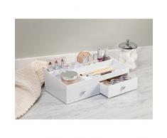 Interdesign Drawers Cassettiera Per Scrivania O Bagno, Portatrucchi Con 15 Scomparti E 2 Cassetti, Portaoggetti Per Bagno, Ufficio, Scrivania, Plastica Bianco