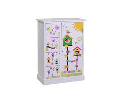 Vacchetti Giuseppe 8033380000 Mobiletto Happy Cassettiera 1 Anta e 4 Cassetti, Legno, Bianco, 56x30x79 cm