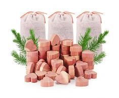 Yizhet Legno di Cedro, 50 Pezzi Antitarme Naturale in Legno di Cedro e 3 Bustine di Cedro Rosso Antitarme Legno Anti Falena Contro Le Tarme per Cassetti, Guardaroba e Armadi