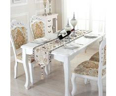 Yunt runner da tavolo in lino con nappa ricamo decorativo tovaglia letto di lusso coda asciugamano in stile europei e americani per matrimoni e feste parti, large