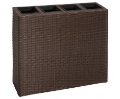 Oushome Letto Rialzato da Giardino con 4 Vasi in Polyrattan Marrone