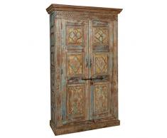 Biscottini Armadio in legno massello 212x48x130 cm | Armadio rustico legno 2 ante | Armadio shabby chic | Arredamento vintage industrial