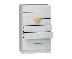 Cassettiera con 7 cassetti in bianco liscio