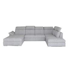 E-MOUBLES - Grande divano angolare XXL a U panoramico, letto convertibile con bauletto 6/7 posti, in tessuto e similpelle, per soggiorno e soggiorno