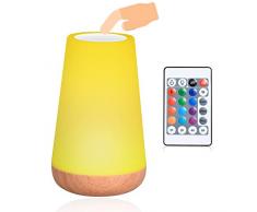 Luce Notturna, Lampada da Comodino LED, Multicolori Luce Dimmerabile con Ricaricabile USB & Telecomando, 13 Colori Luminosità e 3 Modi di Illuminazione, per Bambini Camera da Letto Campeggio