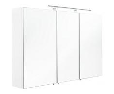 Posseik 5439 – 76 – Armadietto a Specchio, a 3 Ante, 110 x 68 x 16 cm, Colore: Bianco