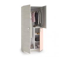 Dmora Armadio Guardaroba per cameretta, 2 Ante, Rosa, 90 x 200 x 52 cm